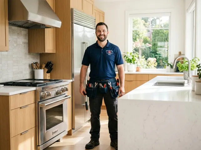 Appliance Repair Hero technician in a Alpine, UT kitchen after an appliance repair